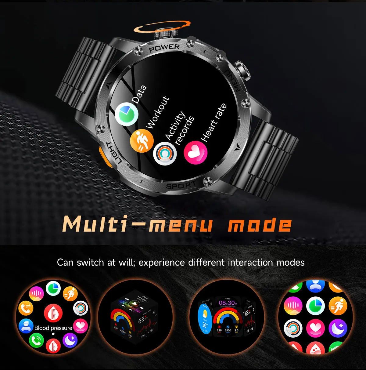 New Smart Watch For Men 1000Mah Battery Fitness Tracking Sport Waterproof Clock Smart Bracelet Men Military High-end custom dial