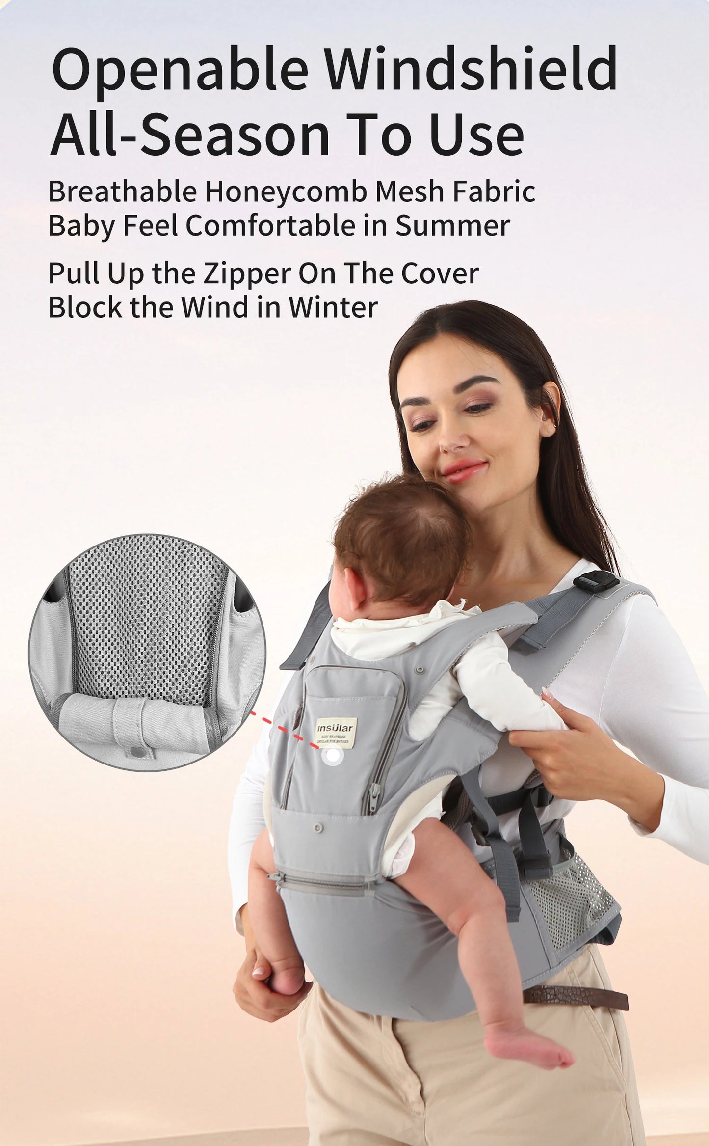 INSULAR Baby Carrier Breathable Child Waist Stool With Hip Seat Waist Stool Front Hold Portable Multi-functional 0-2Y