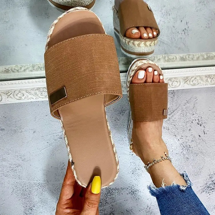Womens High Heel Sandals Ladies Thick Bottom Casual Slippers Summer New Wedges Sandals Female Shoes Women Platform Mules Slipper
