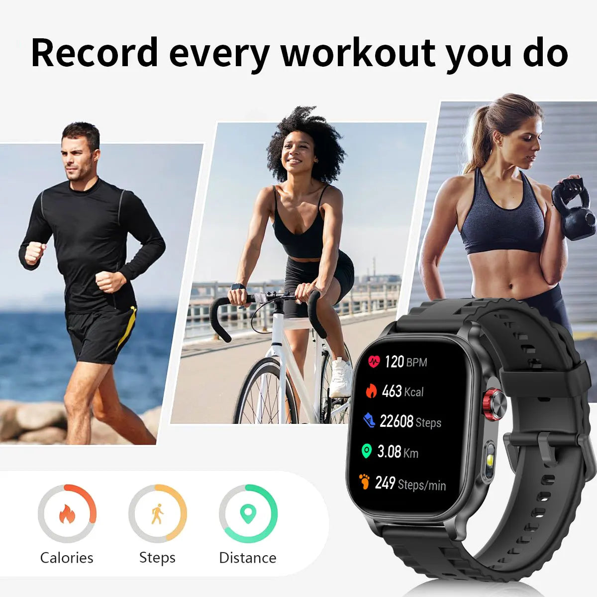 LIGE New Smart Watch Men Women 1400mAh Ultra Battery 2.01Inch HD Screen LED Flashlight IP68 Waterproof Bluetooth Call SmartWatch