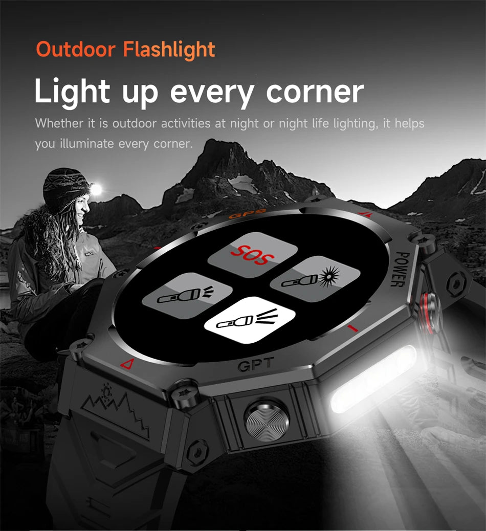 New GPS Positioning Smart Watch Men GPT AI Voice Assistant Bluetooth Call 3ATM Waterproof Compass Outdoor Sports Smartwatch 2025