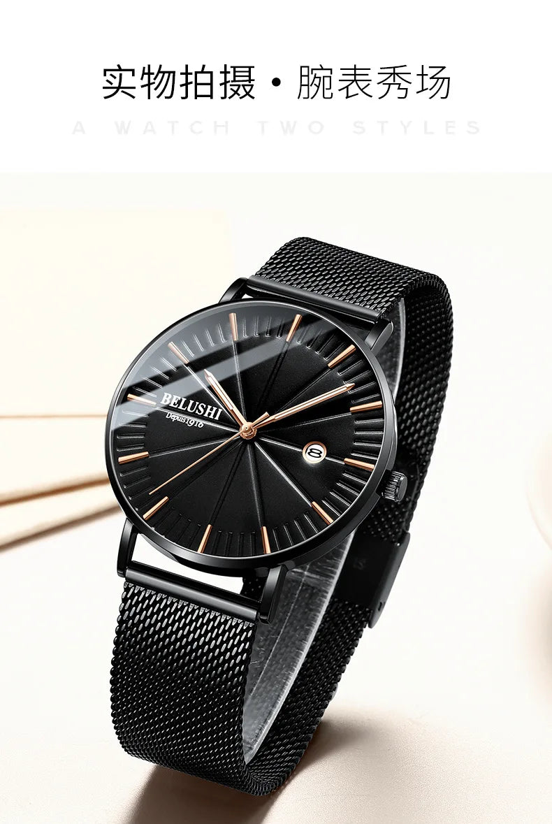 Top Fashion Waterproof Quartz Watch Student Steel strap Man Watch Mens Watch Fashion Trend Men's Wristwatch reloj hombre