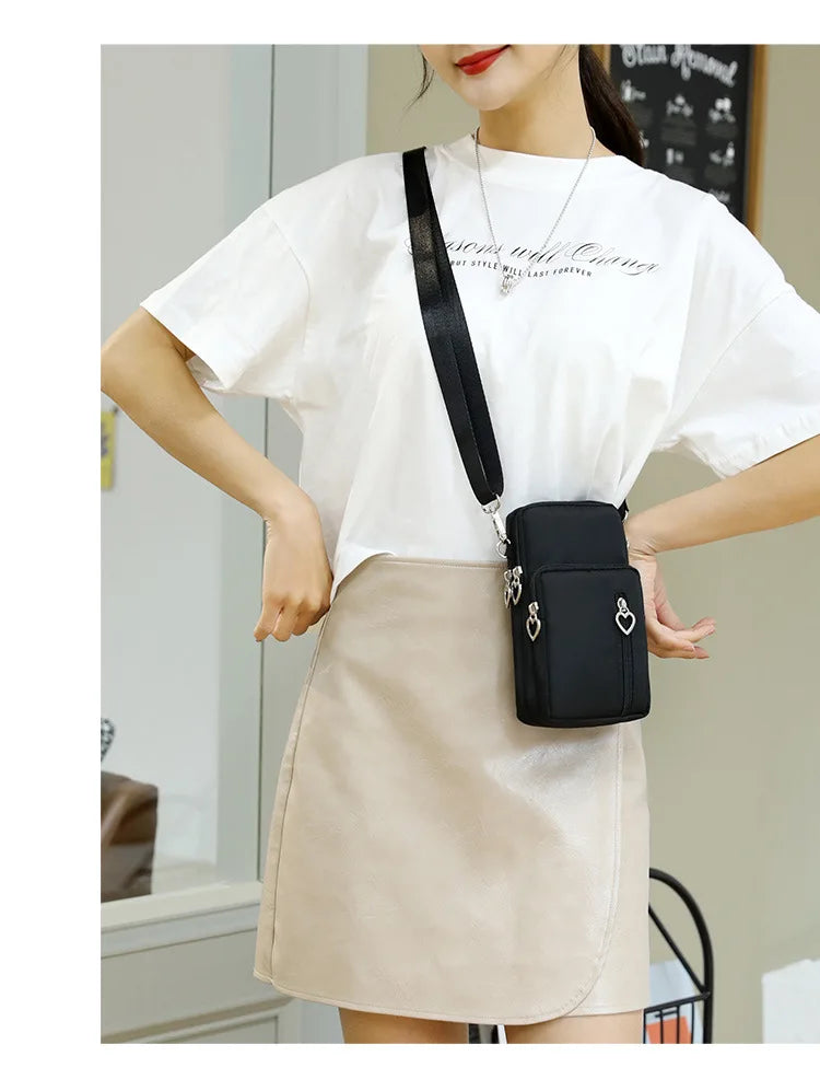Waterproof Nylon Mobile Phone Versatile Mini Bag Purses Women's Shoulder Cross Body Messenger Bag