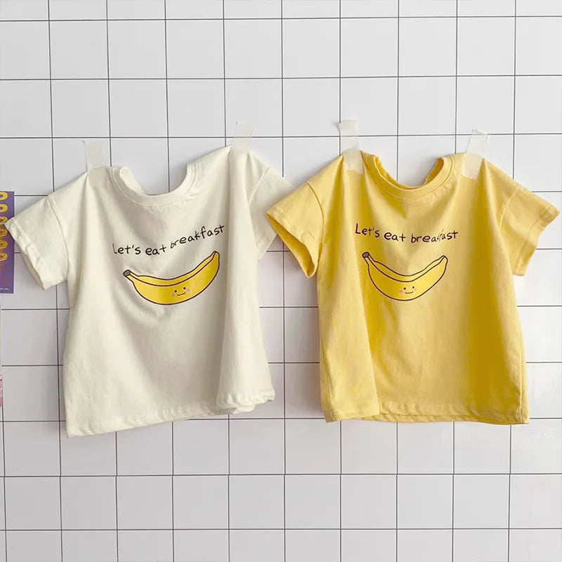 Cute Banana T-shirt Baby Girl New Print T-shirt Fashion Versatile Cotton Comfortable Tops Boys Toddler Loose Tshirt