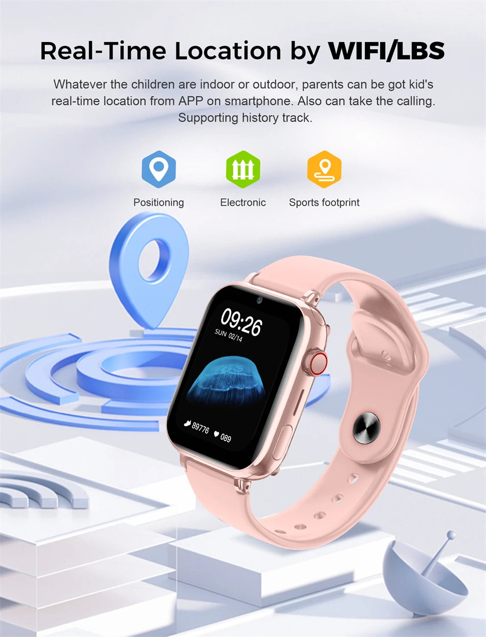 2024 4G Smart Watch Kids GPS Location WIFI Video Call SOS Waterproof Children Smartwatch Camera Monitoring Tracker Watch Girls