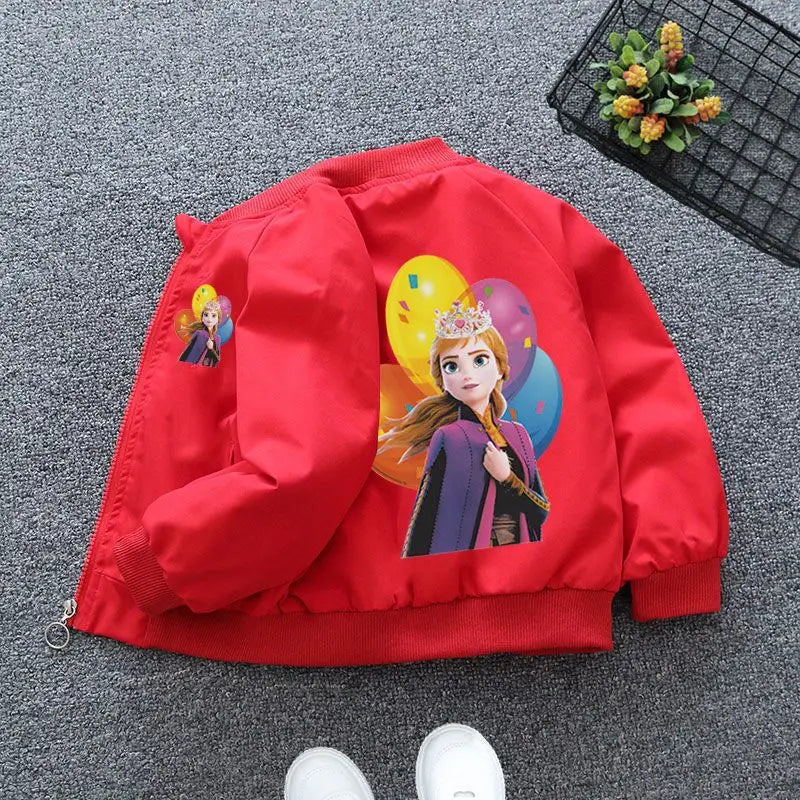 New Spring Girls Jackets Cartoon Anna Elsa Cardigan Zipper Windbreaker For Kids Clothes Teenager Children Outerwear Coats