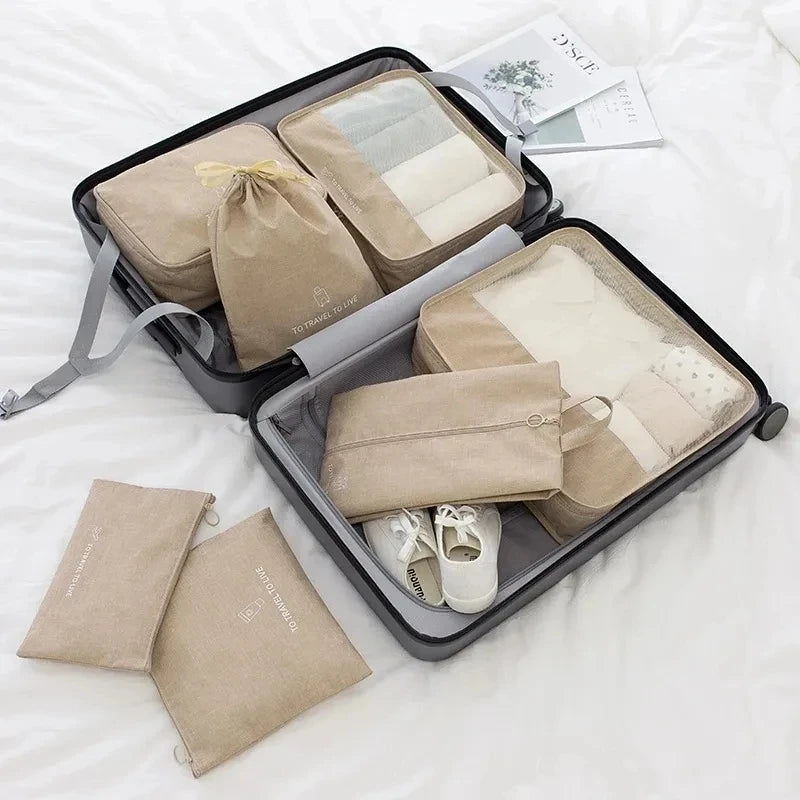 7Pcs/Set Travel Storage Bag Clothes Unisex Multifunction Holiday Travel Accessories Kit Tidy Organizer Wardrobe Suitcase Pouch