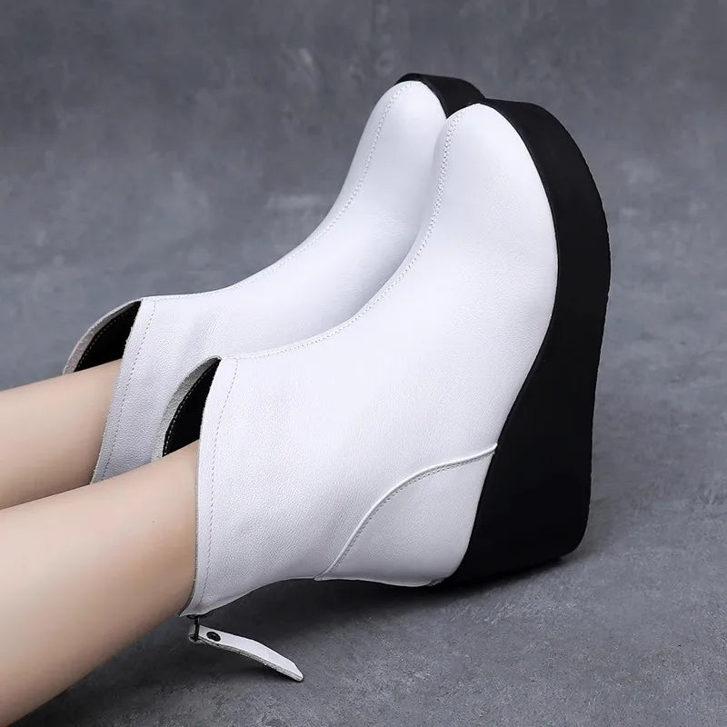 GKTINOO 2026 New Autumn Winter Women Shoes Woman Genuine Leather Wedges Snow Boots Height Increasing Short Women Boots Platform