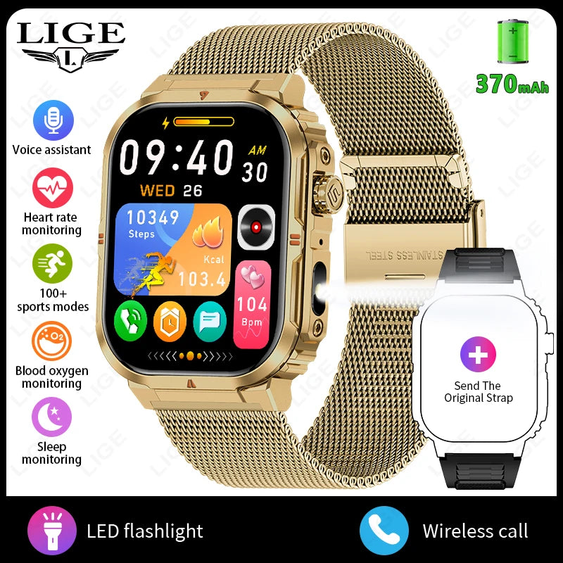 LIGE New Men Bluetooth Call Smart Watch Heart Rate Health Monitor Smart Watches IP68 Waterproof Women Smartwatch For Android IOS