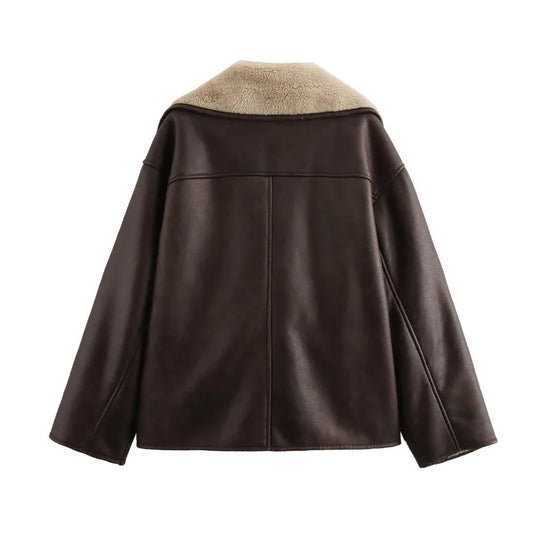 2025 Autumn New Jacket Women's French Design Fashionable Versatile Casual Style Fleece Suede Coat Female Clothing