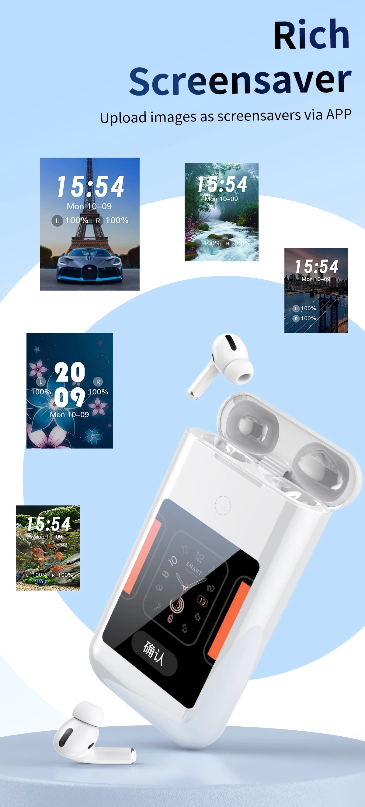 A98 3-in-1 Smart charging bank supports dialing Bluetooth headset 10000mah mobile power supply 2.8screen LCD