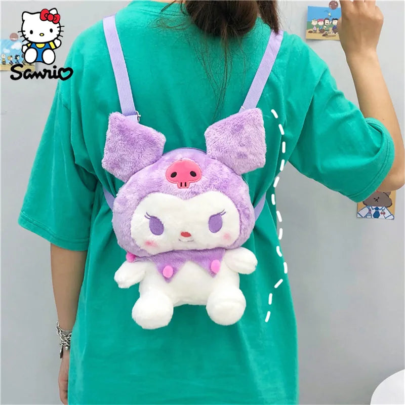 Sanrio Plush Bag Cartoon Anime Kuromi Backpack Plushies Kawaii Stuffed Plush Shoulder Bag Messenger Bag For Girls Children Gifts