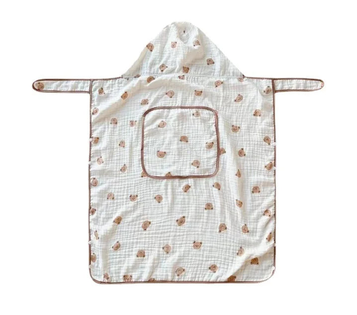 Baby Carrier Cover Muslin Hooded Mosquito Protection Blanket for Hip Seat Stroller Lightweight Breathable Infant Cape 80*100cm