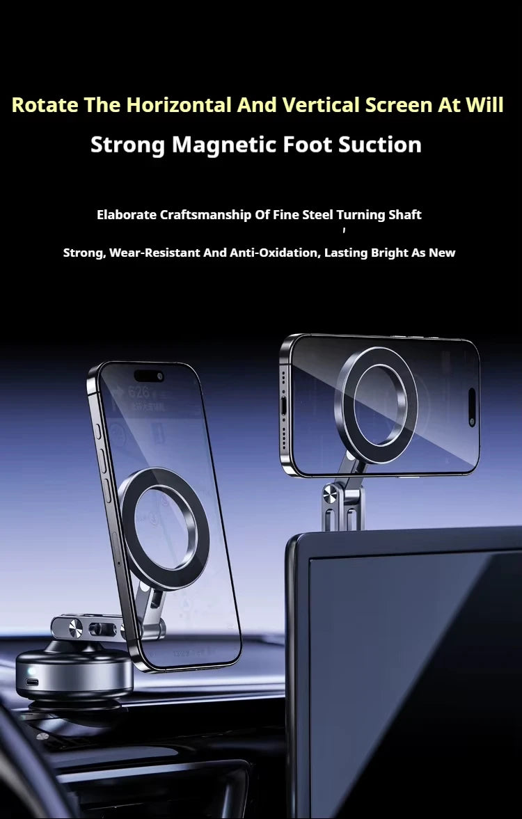Magnetic Car Phone Holder 360° Rotating Folding Electric Vacuum Suction for Car Navigation Gym Kitchen Streaming Bracket