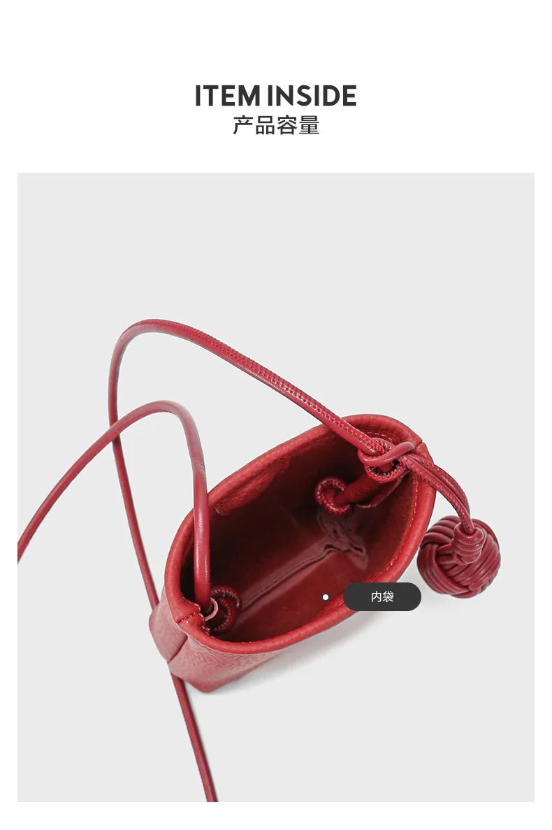 YANATARI mini Small Genuine Leather vintage Bag Crossbody Bag Luxury Hit Product Mobile Phone Shoulder Bag Women Mobile Bag