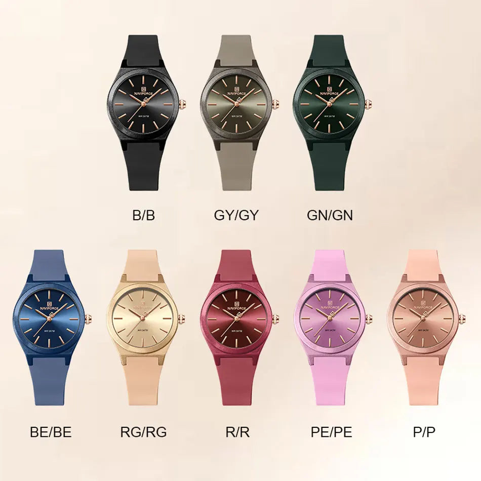 NAVIFORCE Women Watches Silicone Strap Women Quartz Wristwatches Waterproof Round Dial Retro Watch Ladies Girls Reloj Para Mujer