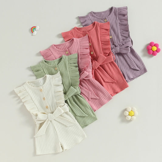 New Summer Toddler Kids Baby Girls Dress Princess Ruffle Sleeve Romper Cotton Outfits Jumpsuit Playsuit Kids Clothes