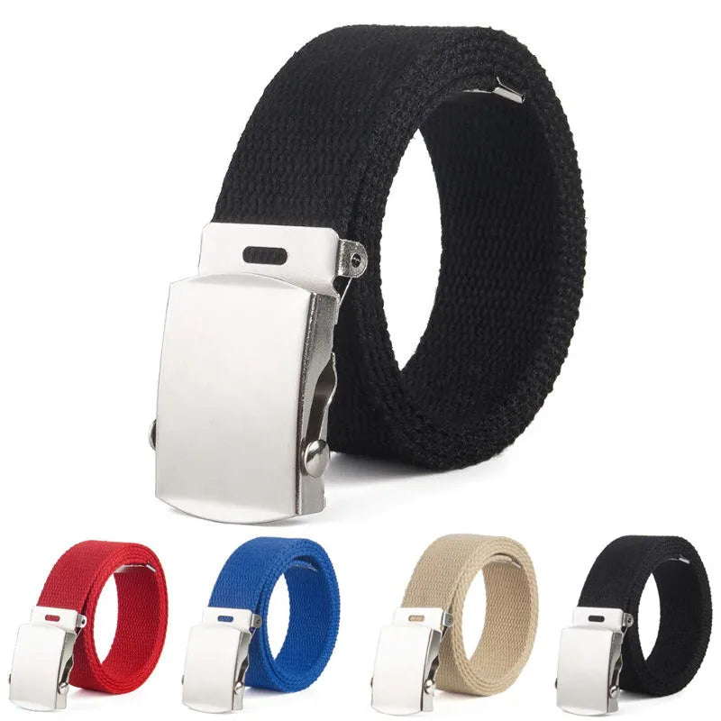 Cinturones de lona de alta calidad para hombre y mujer, 2,5 cm, diseño de lujo, cinturón vaquero para adiestramiento al aire libre, 80-120cm
