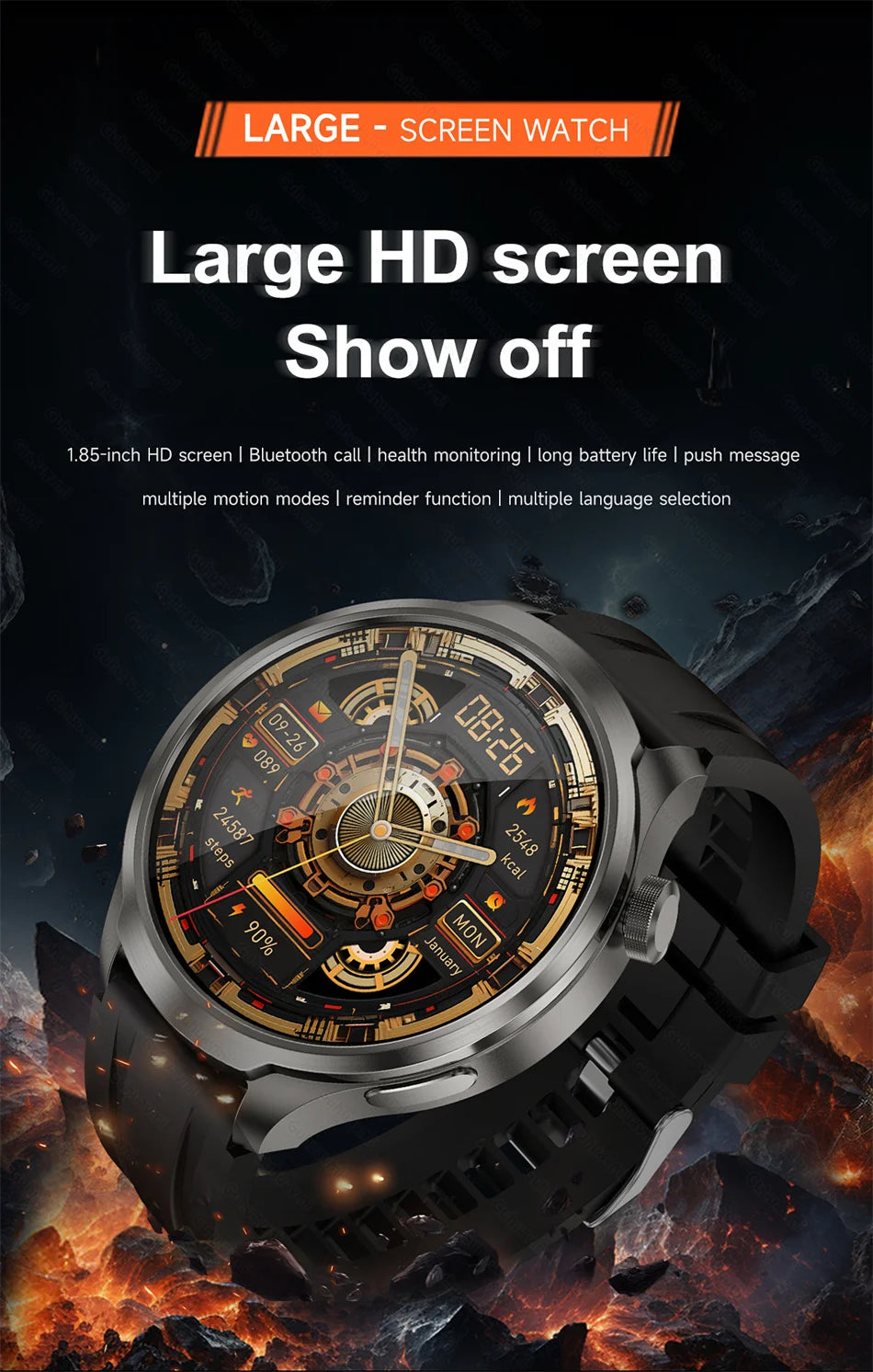 2024 New For HUAWEI Xiaomi Sports Smart Watches Men Call Watch 1.85 AMOLED Screen GPS Compass Altimeter Waterproof SmartWatch