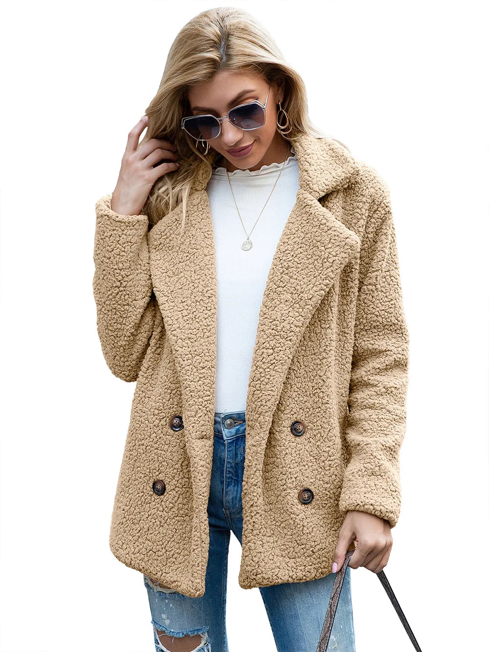 Elegant Faux Fur Cardigan Cashmere Women Coat Autumn Winter Warm Solid Women Jackets Plush Overcoat Casual Teddy Outerwear 22942