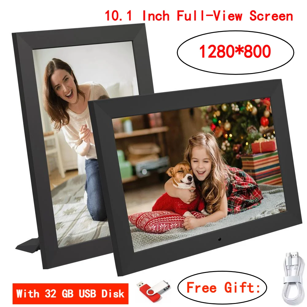 10"Digital Picture Photo Frame IPS Full-View Screen Photo Album  Clock Calendar Video Player with Remote Control For Family Gift
