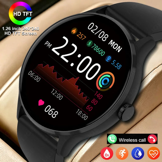 LIGE New Men Smart Watch Sports Fitness Bracelet IP68 Waterproof Bluetooth Call 1.26 inch Men Women Health Monitoring Smartwatch