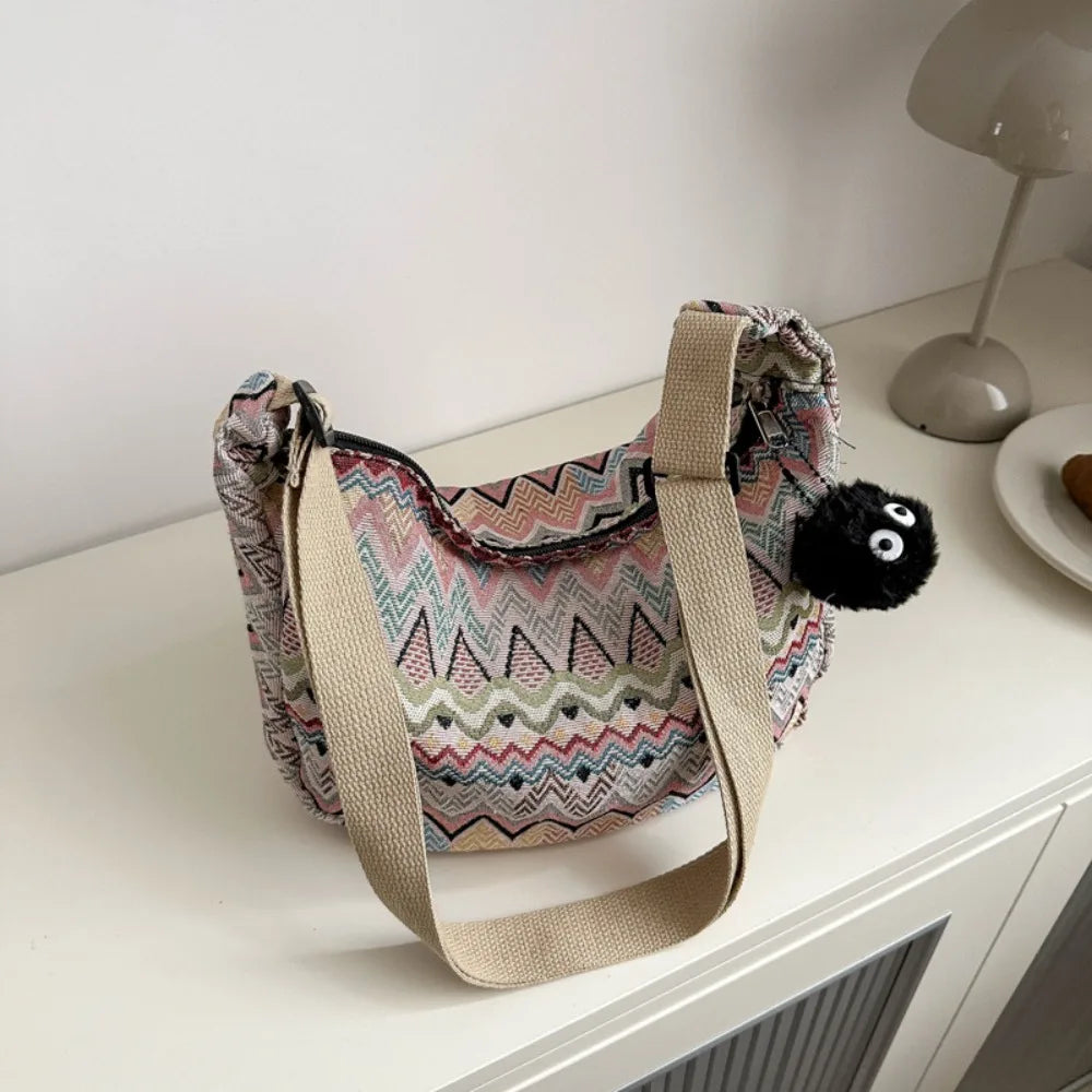 Thailand Ethnic Style Shoulder Bag Saddle Bag Large Capacity Messenger Bag Dumpling Bag Casual Commuting Bag Tote Bag