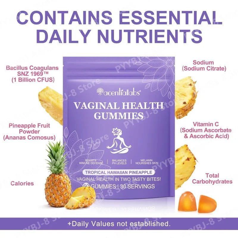 Acentiallabs Vaginal Health Gummies with Bacillus Coagulans and Vitamin C, Supports Immune Defense and PH Balance, 60 Gummies