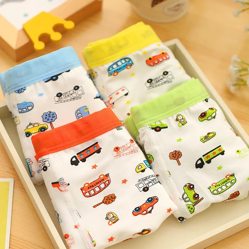 3Pc/Lot Random Colors Soft Breathable Boys Boxer Kids Underwear Underpants Modal for Children 2-8Y