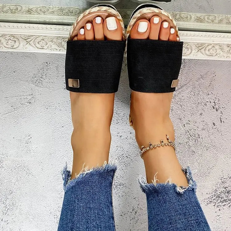 Womens High Heel Sandals Ladies Thick Bottom Casual Slippers Summer New Wedges Sandals Female Shoes Women Platform Mules Slipper