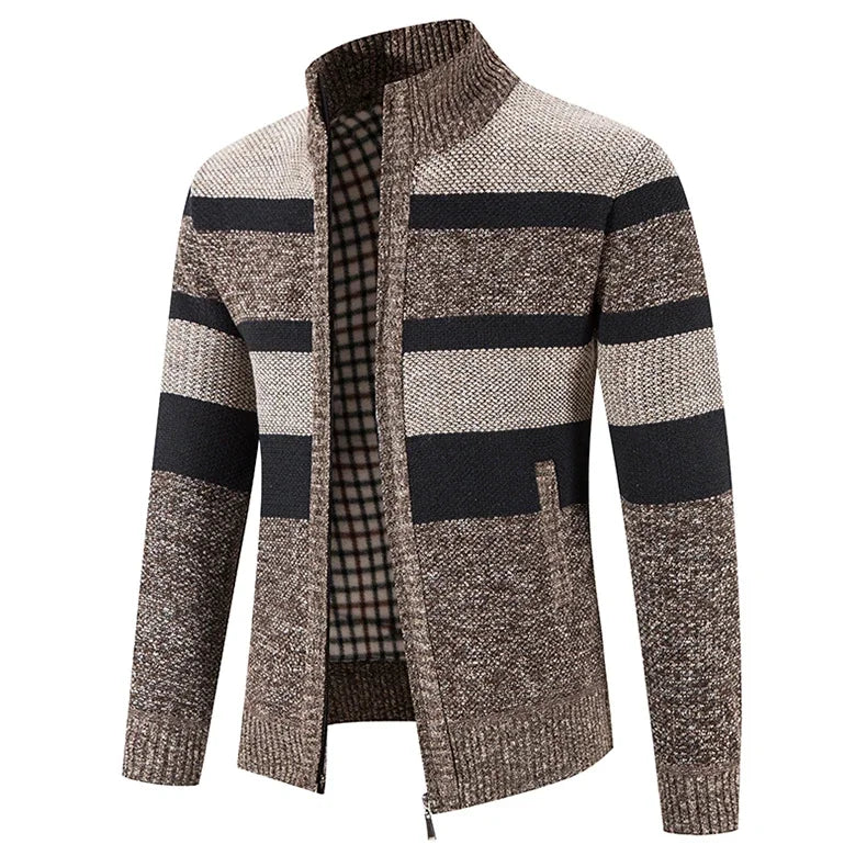 Autumn Winter Sweater Men Warm Cashmere Cotton Blended Pullovers Cardigan Men Fashion Casual Stand Collar Breathable Men Jackets