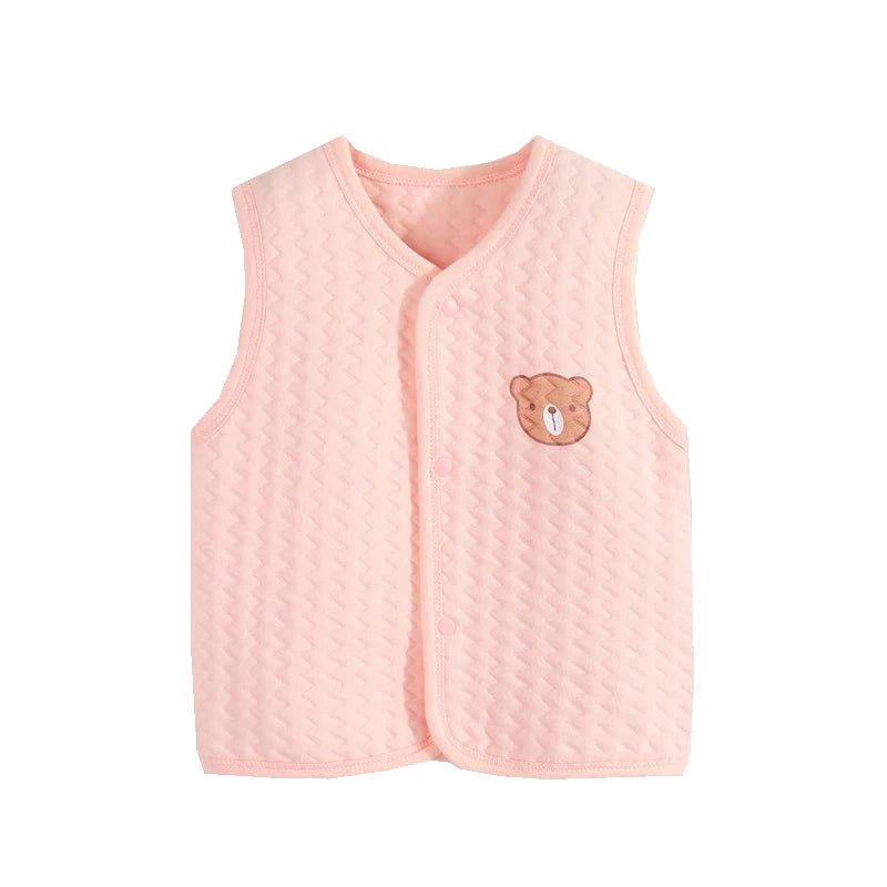 New Cotton Baby Vest Cartoon Bear Waistcoat for Boys Girls Autumn Winter Kids Clothes Toddler Cardigan Sleeveless Infant Jacket