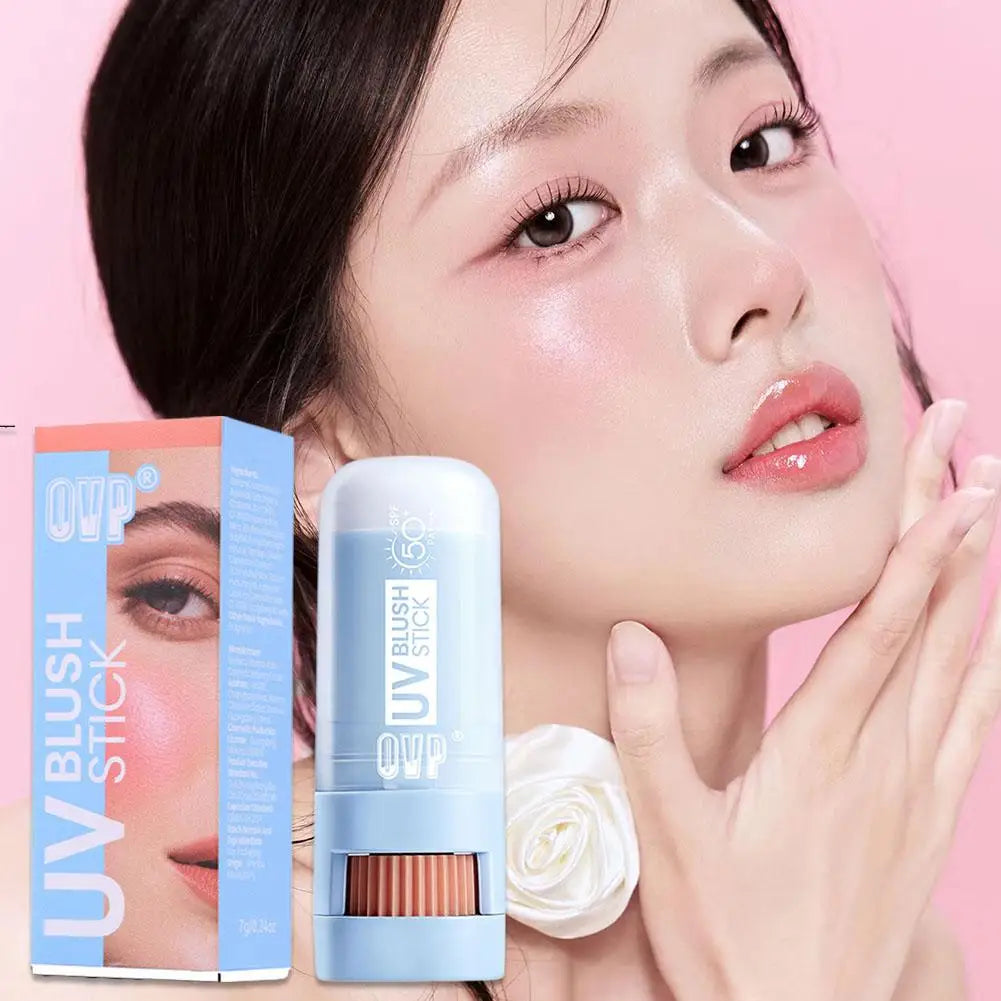 Matte Blush Stick with Natural Satin Finish Offers 5 Color Shades Moderate Coverage Long-lasting Nourishing Skin Care Makeup