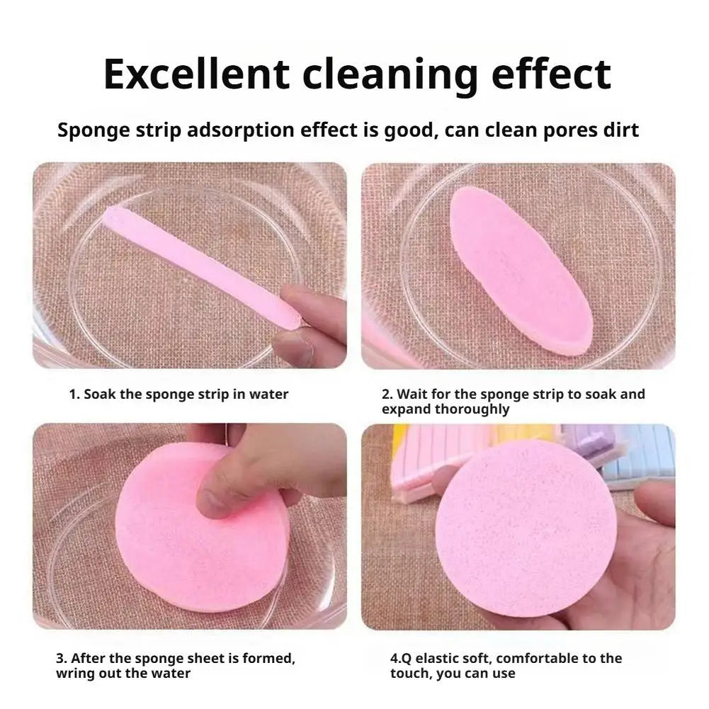 12PCS Facial Sponge Compressed, Face Cleansing Sponge Cosmetic Wet Puff Dry Wet Makeup Facial Sponge Round Wash Face Sponges