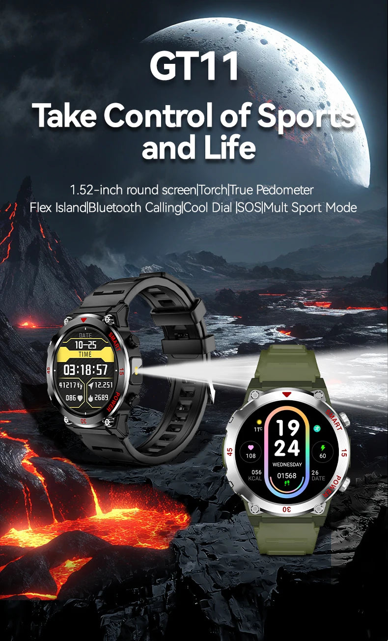 Smart Watch Men Women 1.52" Always-On Display Step Counter Magnetic Charging Bluetooth Call Fitness Tracker Multisport Modes
