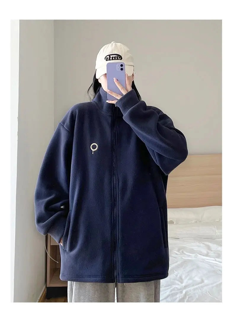 Fleece Jacket for Women in Autumn and Winter New Loose Lamb Wool Sweatshirt for Women Stand-up Collar Small Top
