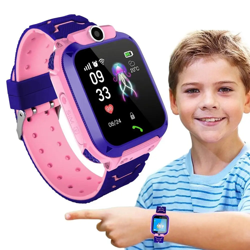 Kids Smart Watch SOS GPS Location Tracker Voice Call Chat Camera Flashlight Waterproof Smartwatch Children HD Touch Screen Watch