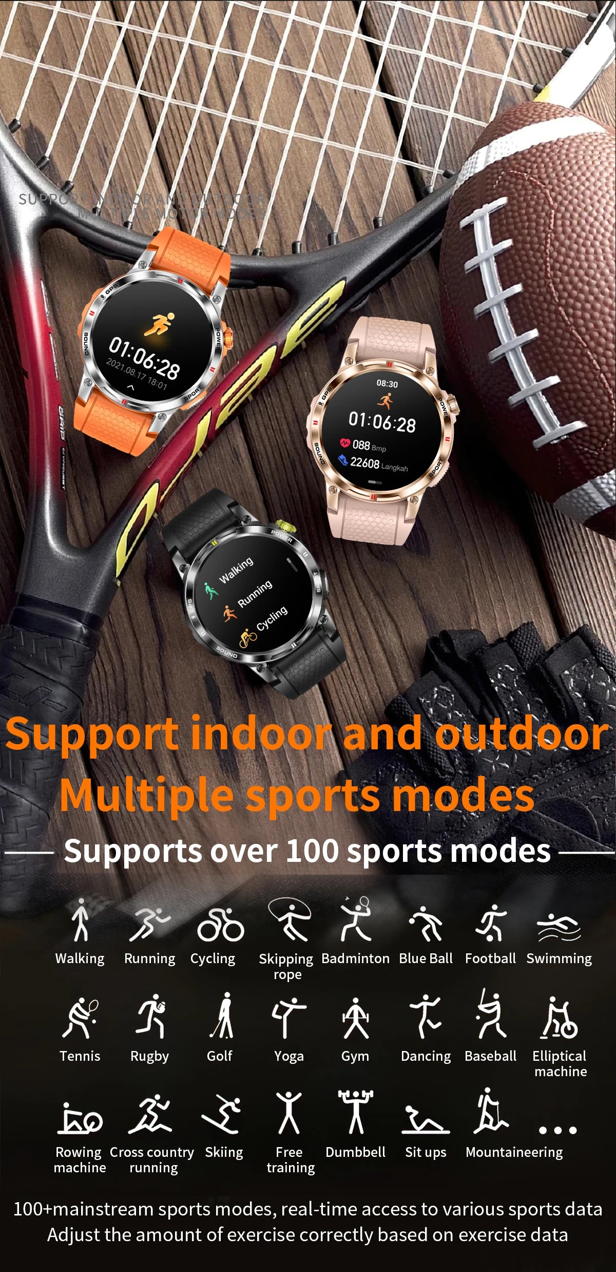 1.5" AMOLED HD Screen Bluetooth Call GPS Smart Watch Men Military Sports Fitness Tracker Smartwatch for Android IOS 400mAh 2024