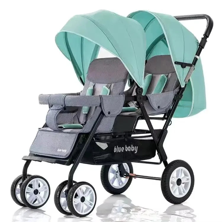 Double Stroller Can Sit Lying Lightweight Foldable High Landscape Front & Rear Seat Baby Stroller with raised rear Double Brake