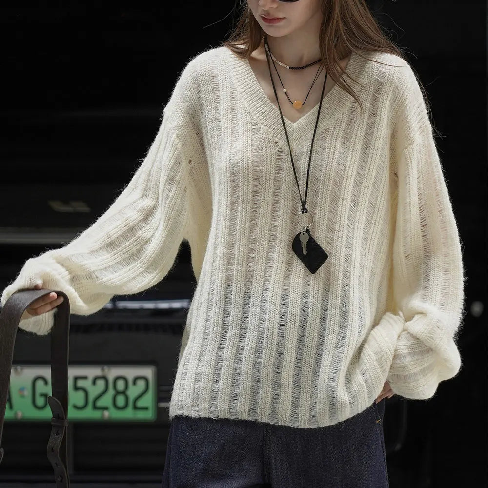 2026 New Women Soft Material Pullovers V-Neck Autumn Women Sweater Clothes Knitted Pullovers Long Sleeve Sweater Pull Femme