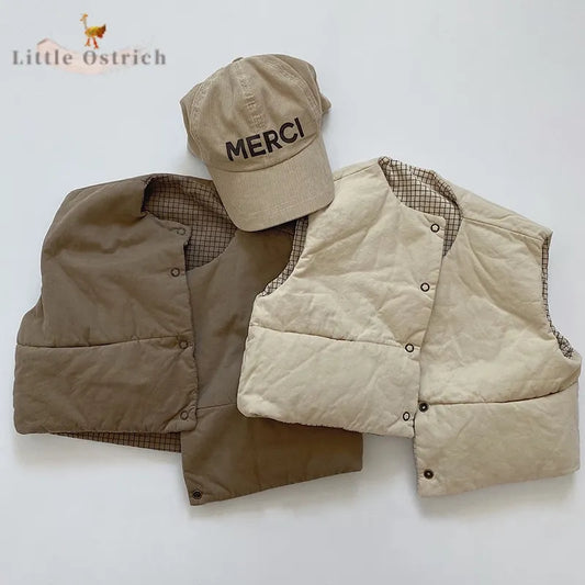 Newborn Baby Girl Boy Cotton Padded Jacket Autumn Infant Toddler Child Thick Warm Vest Sleeveless Cardigan Baby Clothes 9M-2Y