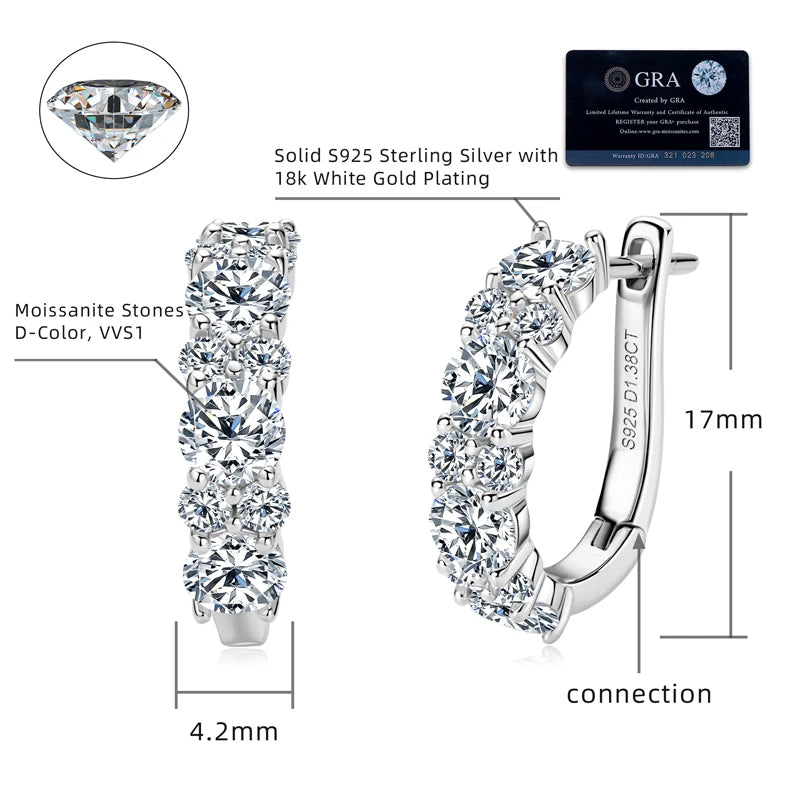 OXTAO With Certified Jewelry Sets Wholesale Sparkling Moissanite Diamond Necklaces&Earring Luxury Gift Real 925 Sliver for Women
