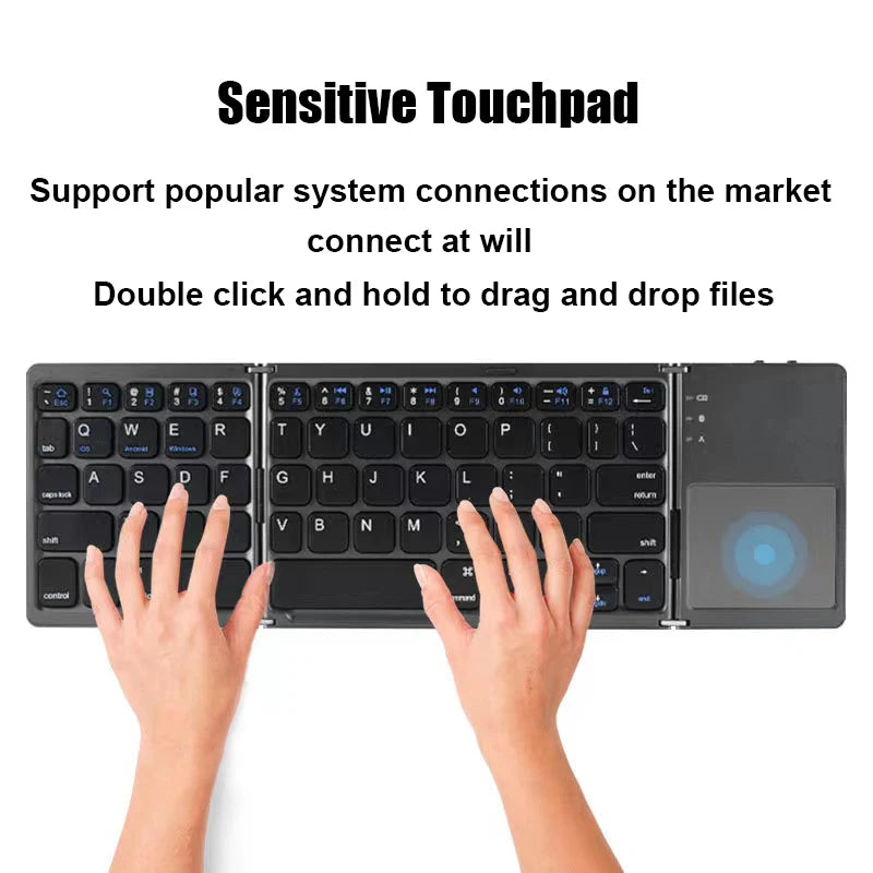 Wireless Folding Keyboard Bluetooth Keyboard With Touchpad For IOS Android Windows iPad Tablet Phone Rechargeable Mini keyboard