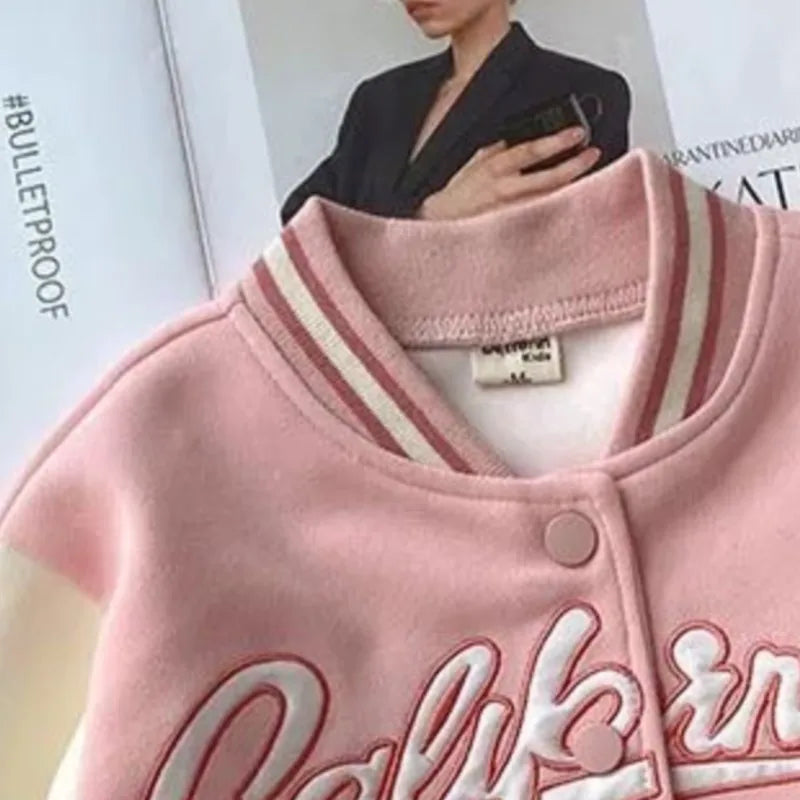 Fashion Baby Girl Cotton Jacket Infant Toddler Child Outwear Spring Autumn Baseball Uniform Casual Baby Clothes Coat 2-10Y