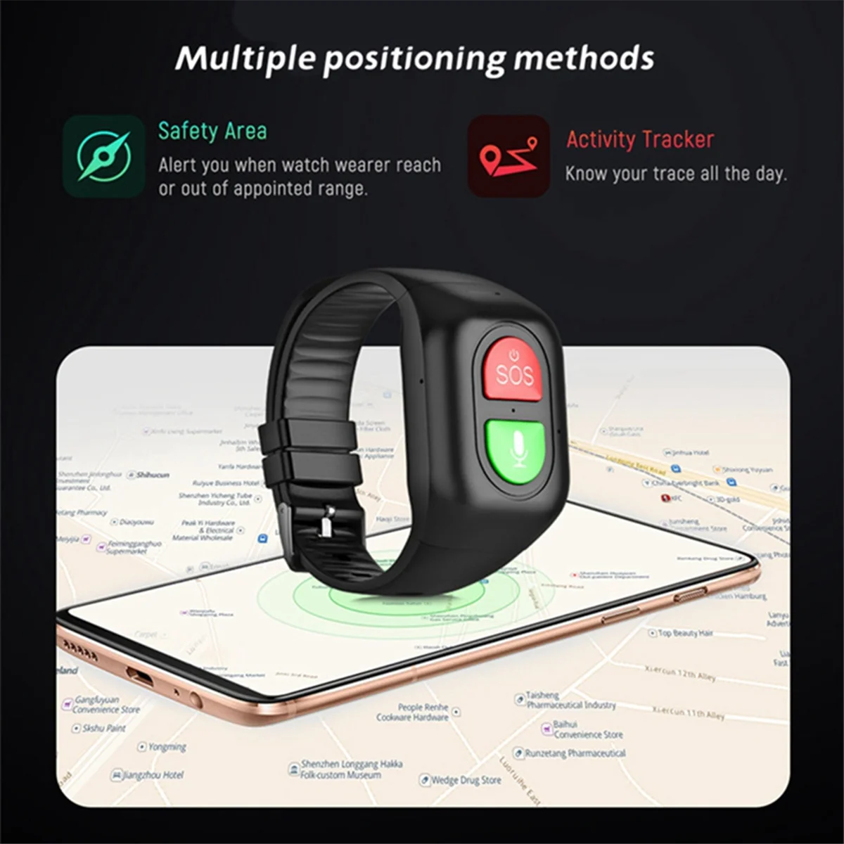 Elderly Smart Watch 4G SOS Anti-Wandering Tracker Sports Bracelet Heart Rate Blood Monitor Emergency Alarm GPS Tracking