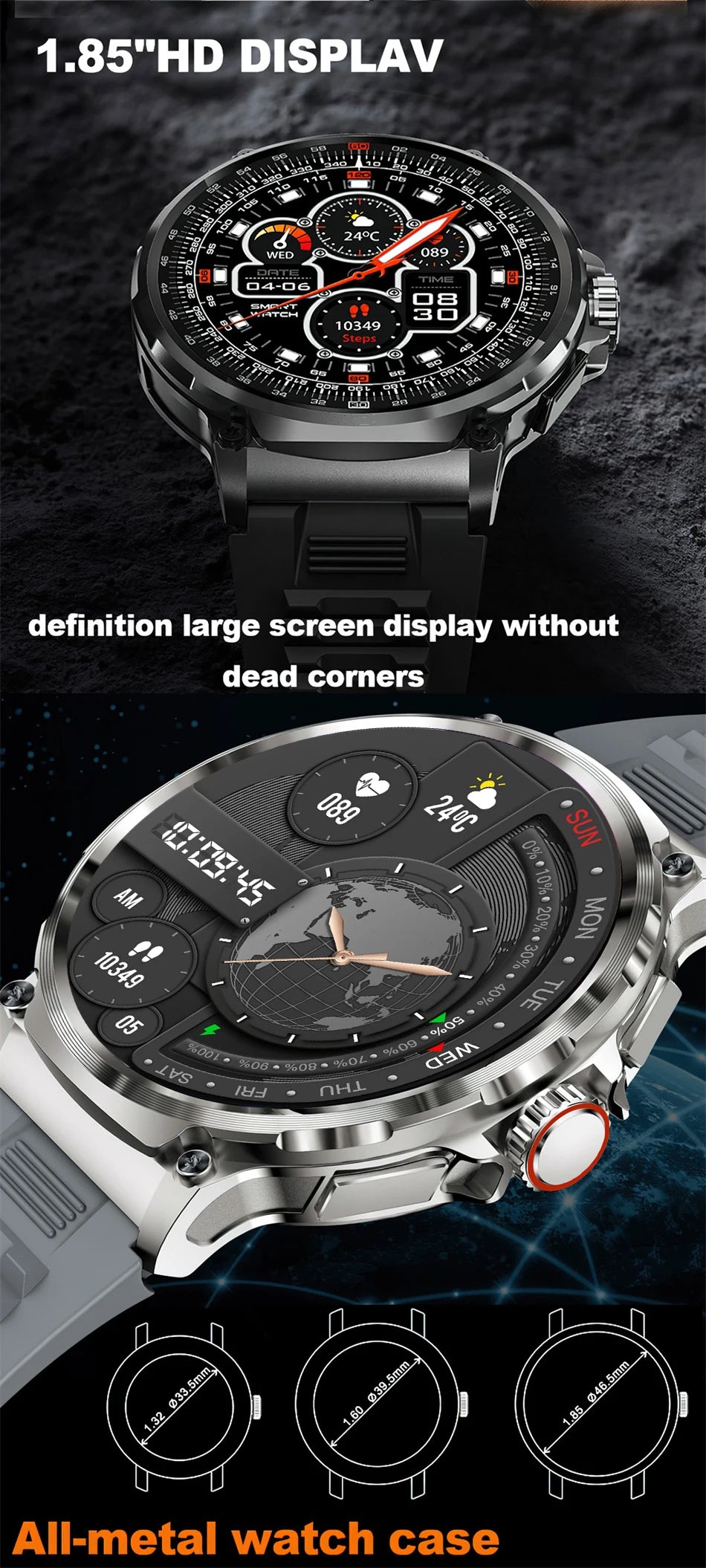 2024 New 1.85 Inch HD Bluetooth Call Smart Watch Men Sports Fitness Tracker Heart Monitor 710mAh Smartwatch For XIAOMI Android