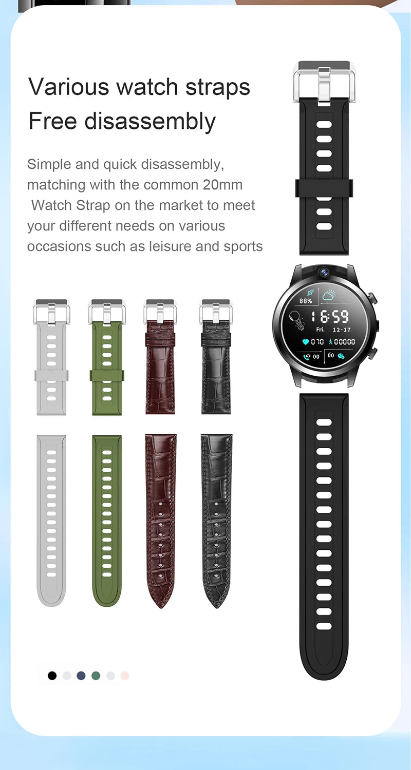 New Arival 1.6inch 4G All Netcom Can help children learn Smart Watch Dual cameras 4+6GB body temperature ECG monitoring Watch