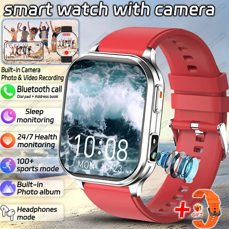 2026 New Smart Watch With Camera Men Women Photos Record Video Health Sports Fitness IP68 Waterproof Call Recording Smartwatches
