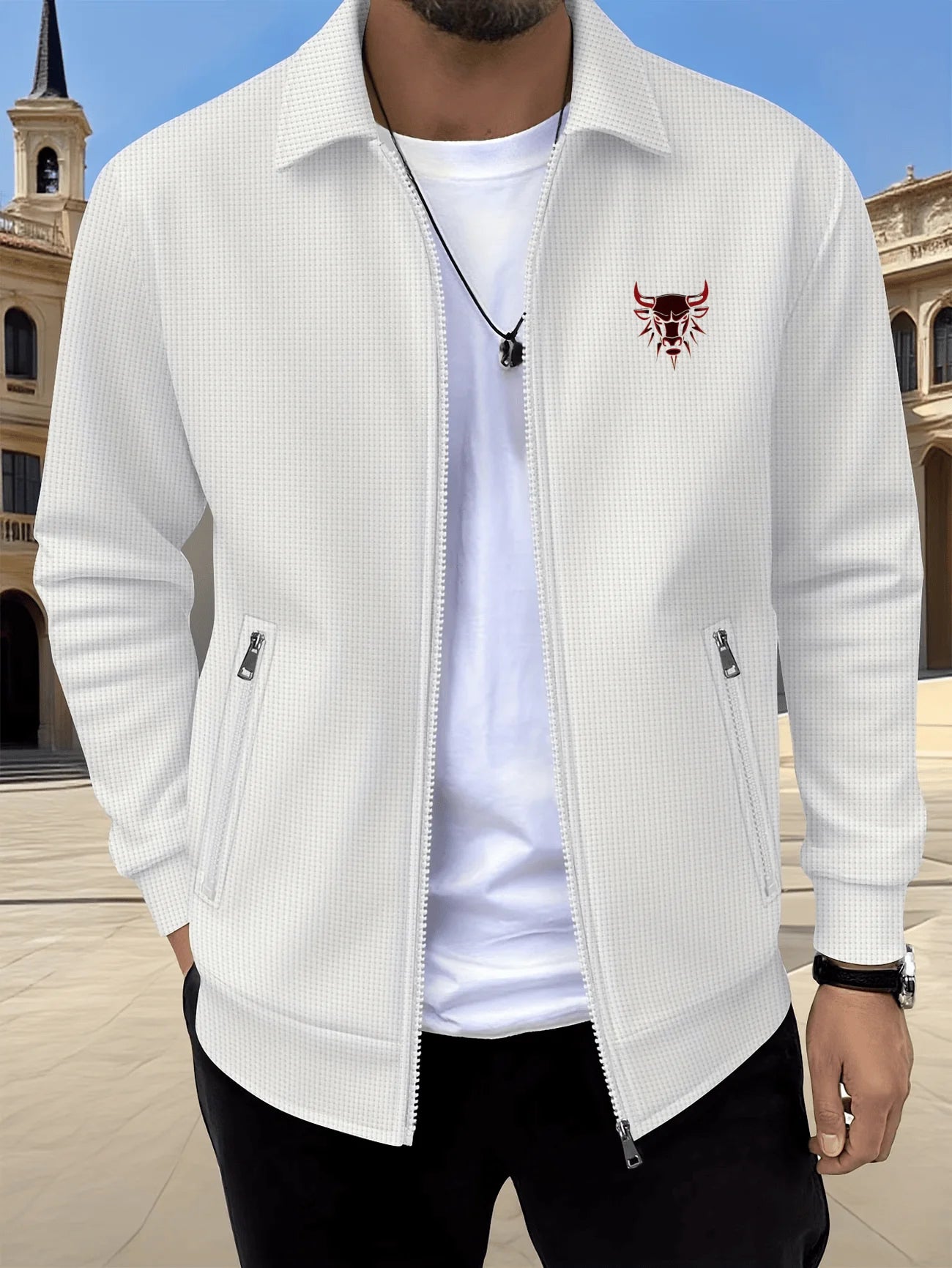 New stylish printed jackets for men, made of comfortable waffle fabric, ideal for daily leisure and work wear