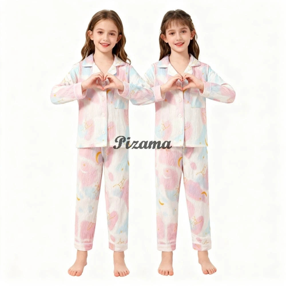 Spring Autumn Winter Teen Girls Pajamas Sets Children 2 Piece Full Sleeve Loungewear Kids Pyjamas Button Down Pijama Teen Niña